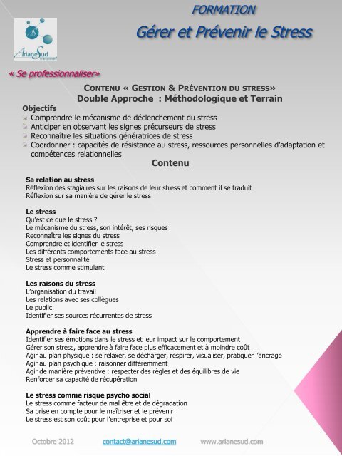 formation gestion du stress